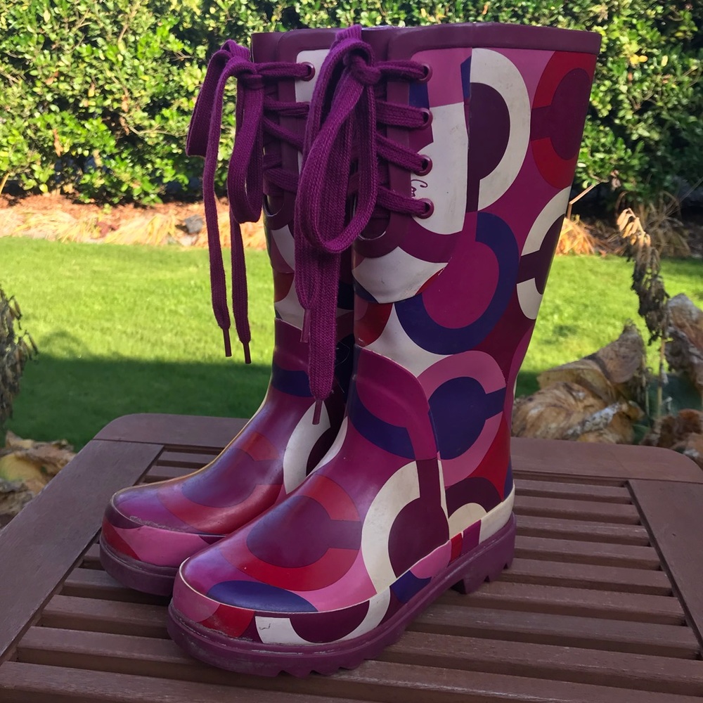 Coach periwinkle rubber boots sz 5